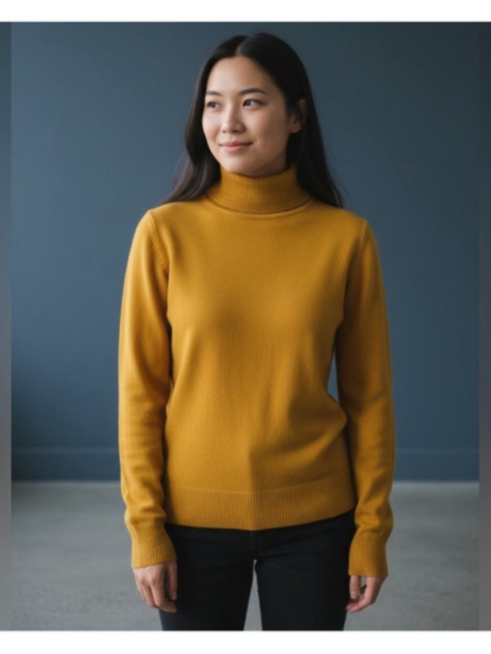 French Connection Golden Mustard Yellow Turtleneck Sweater